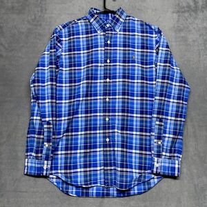Ralph Lauren Shirt Men Medium Blue Plaid Long Sleeve Collared Oxford Button-Down